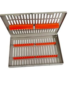 กล่องอบฆ่าเชื้อขนาด 11" x 7" x 1.25" พร้อมแผ่นซิลิโคนสีส้มแบบถอดได้ กล่องสเตอริไลเซชั่นสแตนเลสคุณภาพพรีเมียม มีช่องใส่ของ 20 ช่อง - Product Image 4