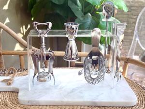 Moderno Juego de Herramientas de Bar Plateadas con Base de Acrílico para Servir en Fiestas, Bares Caseros, Clubes, Regalos, Ocasiones y Exhibición en Estantes, de la India - Product Image 5