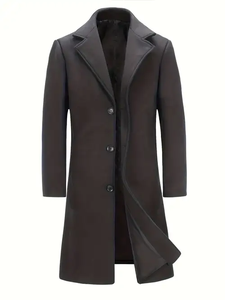 Abrigo largo a cuadros con doble botonadura de lana Unisex negro oscuro transpirable de alta calidad de moda invierno otoño para hombres y mujeres - Product Image 5