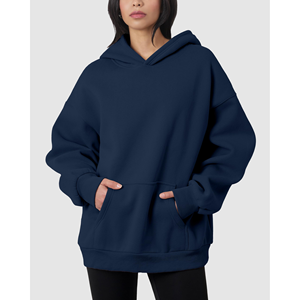 <b>Womens</b> Dark <b>Blue</b> <b>Blue</b> Oversized Pullover <b>Hoodie</b> Casual Fleece Hooded Sweatshirt Trackstar OEM Private Label - Product Image 4