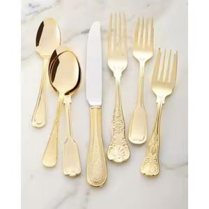 Juego de cubiertos de acero inoxidable con diseño de diseñador, mangos grabados y acabado pulido para decoración de interiores de primera calidad. - Product Image 2