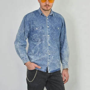 Cotton Made Lightweight Acid Wash Jeans <b>Shirts</b> Plus Size Jeans <b>Shirts</b> Wholesale Price <b>Men</b> Acid Wash <b>Shirts</b> - Product Image 2