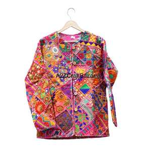 Veste Banjara brodée à séchage rapide en coton pur fait main pour femmes, style vintage floral matelassé, automne-hiver, A2ZCraftBazar - Product Image 4