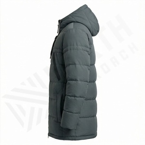 Veste parka pour homme, longueur longue, fermeture éclair diagonale, capuche élégante, manteaux chauds, multi-poches, vêtements d'extérieur thermiques coupe-vent épais pour l'hiver - Product Image 3