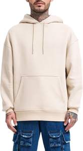 Ensemble de 2 pièces personnalisé grande taille pull jogging coton polaire à capuche pour hommes tenue d'hiver coupe surdimensionnée couleur unie et teinte - Product Image 2