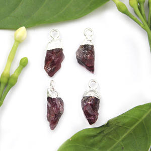 Conector de plata galvanizada para hacer collares de una sola fianza, piedra preciosa de rubí en bruto, componentes para encontrar joyería, forma elegante - Product Image 1