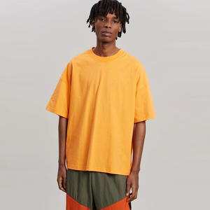 Custom Logo 250gsm 100% Cotton Knitted <b>T</b> <b>Shirt</b> for Men Dtg Printed Streetwear Boxy Tees Emboss Logo Distressed <b>Cropped</b> <b>Fit</b> - Product Image 4