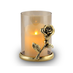 Aluminum Leaf <b>Clear</b> Glass <b>Vase</b> North-Europe Style Colored Glass <b>Vase</b> for Home and Wedding Decoration Candle Holder - Product Image 2
