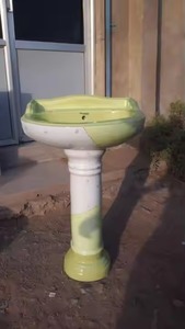 Vinus Set Lavabo en bois de couleur avec piédestal-Nouveaux articles sanitaires en céramique, qualité d'usine indienne à bas prix, Lavabo - Product Image 4