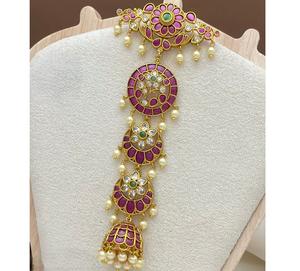 Accessoires pour cheveux de qualité supérieure en alliage de zinc plaqué or, finition antique, look élégant et traditionnel, aspect pierres, pour femmes, mariage - Product Image 2