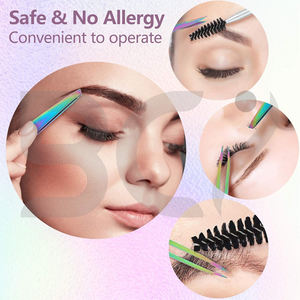 Ensemble de 4 pinces à épiler classiques durables à pointe inclinée en acier inoxydable multicolores pour femmes, haute précision pour les poils du visage - Product Image 6