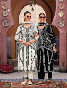 Hermosa ropa ocasional alta demanda alta calidad pesado Chinon Salwar Suit & Dupatta con bordado trabajo exportador indio - Product Image 6
