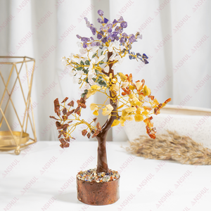 Arbre aux 7 chakras en pierres précieuses de qualité supérieure, grade AAA, 300 pierres, design magnifique, fait main, équilibre et harmonie, 100 % authentique d'Inde - Product Image 6