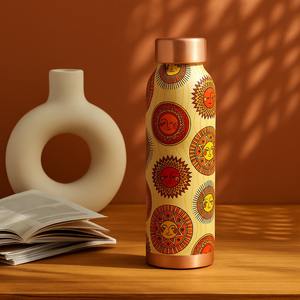 Sun Motif Printed Copper <b>Water</b> <b>Bottle</b> with Leak-Proof Lid - Product Image 1