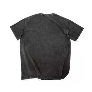 T-shirt unisexe d'été pour hommes Style rétro vintage en détresse brut Coupe du cou Loose Wash oversized Tee T-Shirt For Man - Product Image 3