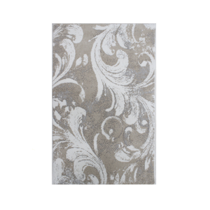 Alfombra de Baño Lauien Color Crudo/Beige/Plateado, de Algodón Reciclado con Patrón Jacquard Abstracto, Estilo Moderno, Hecha en Turquía - Product Image 1
