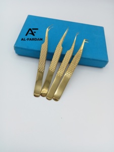 Pinzas para pestañas Diamond Grip Plasma Gold Color Acero inoxidable sostenible Probado a mano Pinzas de extensión de pestañas puntiagudas - Product Image 5