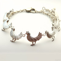 Joyería Personalizada, Pulsera de Plata de Ley 925 con Amuleto de Pollo de la Suerte