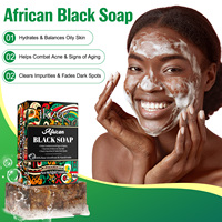 Savon noir africain IKZEE, savon artisanal naturel à base de karité, pour l'acné, les taches brunes, soin nourrissant du visage et du corps, 100g
