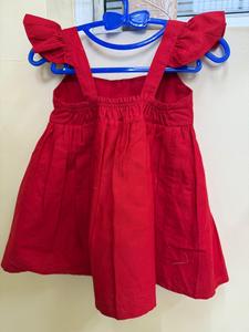Vestido de algodón para niñas de verano, ropa informal sencilla de Color rojo para niños y niñas, ligero y cómodo - Product Image 4