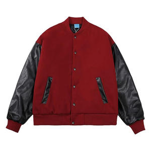 Blouson aviateur uni rouge uni pour hommes conception personnalisée logo toile tissu style rue populaire prix de gros pour la saison d'hiver - Product Image 1