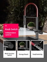 Accueil Bar Cabinet Lavabo 304 Robinet D'eau En Acier Inoxydable Pull Down Chaud Froid Bol Mélangeur Cascade Cuisine Évier Robinet