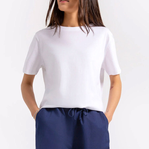 Camiseta de Algodón para Mujer al por Mayor, Estilo Urbano Informal, Corte Regular, Suave, Transpirable, Color Sólido, Uso Diario, OEM, ODM, Logotipo Personalizado - Product Image 1