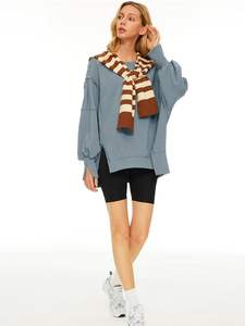 Sudaderas de cuello redondo de gran tamaño estilo Y2K para mujer, ropa de invierno, capucha con apliques bordados sólidos para chicas adolescentes, trajes de otoño para hombres - Product Image 6