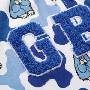 Blue Camo Printed Sweatpants With GBM Letter Logo Elastic Waist Men's Casual Joggers Autumn Wear - Product Image 4