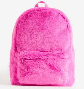 Buat anda sendiri tas ransel mewah merah muda mewah untuk anak-anak tas sekolah ransel bulu palsu untuk anak perempuan