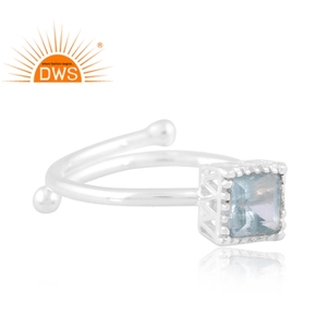Anillo apilable de piedras preciosas de Topacio Azul Natural de plata de ley fina superventas, joyería personalizada para mujer, regalo para ella - Product Image 2