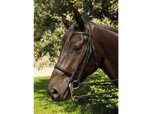 Brida doble de cuero inglés-Brida de caballo de cuero elegante de calidad superior negra con costuras elegantes para montar a caballo - Product Image 4