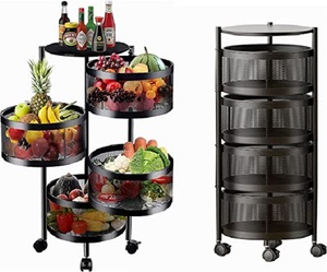 Panier de comptoir de cuisine en fil métallique noir avec 2 niveaux pour le rangement des fruits et légumes - Product Image 4