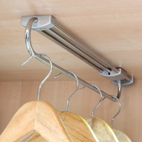 Emuca España, colgador de armario autorretráctil de 300mm de largo, organizador de ropa de acero y plástico con aluminio pintado