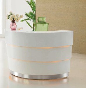Modern Custom Solid Surface Glossy <b>Reception</b> Desk Beauty Salon Hotel Office School Mall Supermarket Cashier <b>Counter</b> Front Lobby - Product Image 2