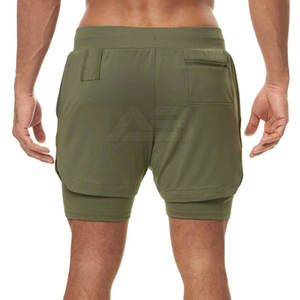 Pantalones cortos deportivos de cintura media para hombre de estilo personalizado High Street, pantalones cortos transpirables de color sólido para correr de talla grande a la venta - Product Image 3