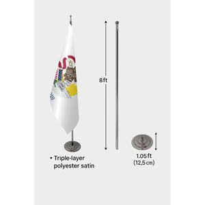 Drapeau d'intérieur personnalisé de l'Illinois 3x5 pieds, impression numérique, style fanion avec mât en aluminium, en nylon ou en plastique/polyester - Product Image 6