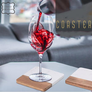 Gorgeous Acacia Wooden and Marble <b>Coaster</b> Classic Style Square <b>Ceramic</b> Handicraft Natural Wood Material - Product Image 6