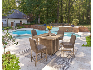 Ensemble de table à manger moderne en osier robuste de style farmhouse, chaises de jardin confortables, mobilier d'extérieur pour cour et salon - Product Image 6