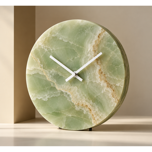 Horloge de table en onyx vert antique avec calendrier pour la décoration de bureau et d'hôtel - Product Image 1