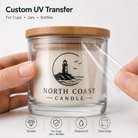 Autocollants de transfert UV DTF personnalisés, imperméables, pour tasses, mugs, pots à bougies, bouteilles, emballages, logo, toutes tailles, formes et couleurs, à peler et à presser