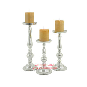 Porte-bougie en aluminium plaqué argent clair pour les vacances Porte-bougie en métal fait main pour la décoration du jardin - Product Image 6