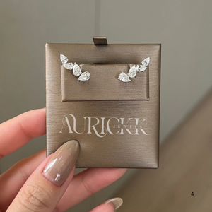 ต่างหูเพชรโมอิสซาไนต์ทรงลูกแพร์ ทอง 14k ชุบโรเดียม - Product Image 4