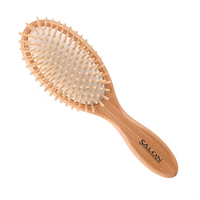 Brosse à cheveux en bambou écologique avec manche en bois de hêtre brosse à pagaie en nylon style peignes à cheveux en bois naturel pour usage domestique
