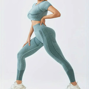 Logo sur mesure Yoga ensemble 1 pièce pour femmes Fitness Gym vêtements Sportswear entraînement Sport mode en gros femmes Legging soutien-gorge - Product Image 4