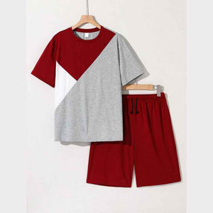 cotton, Breathable High Quality Sportswear 2Piece T Shirt Short Set Adjustable Comfortable Custom T Shirt and Shorts Set For Men - Product Image 6