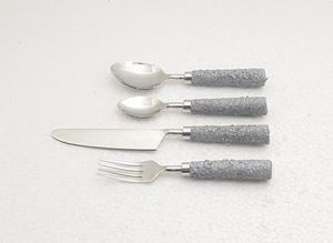 High Quality Best Finished Stainless Steel Flatware Cutlery <b>Set</b> Concrete Designer Handle Cheese Cutting Metal Spoon Giveaways - Product Image 4