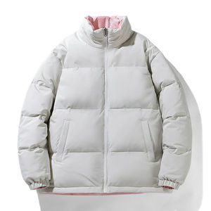 Chaqueta acolchada de calle para hombre con cuello levantado, correas estampadas y abrigos gruesos de burbujas, tela de lona - Product Image 2