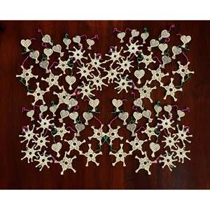Handwoven Christmas Tree Decorations Small Christmas Tree Ornaments Lot 50 Pieces X-Mas Star Heart Ornaments Festive Handmade - Product Image 1