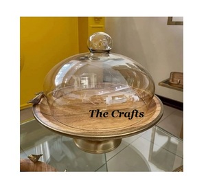 Stainless Steel Gold Polished <b>Cake</b> <b>Stand</b> Kitchenware Serving Chocolate <b>Stand</b> With <b>Glass</b> Lid At Affordable Price - Product Image 5